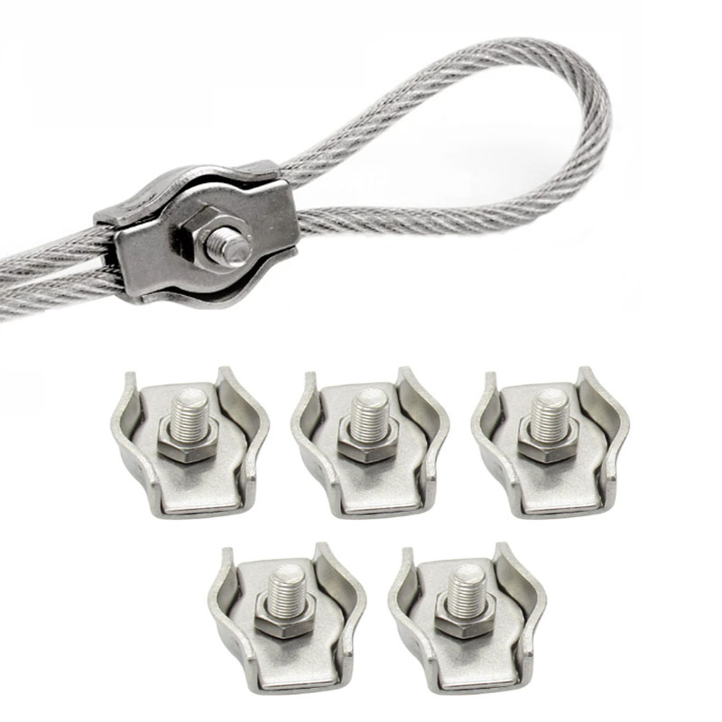 Tippet Line - 5 Stück Drahtseilklemmen aus Edelstahl 304,