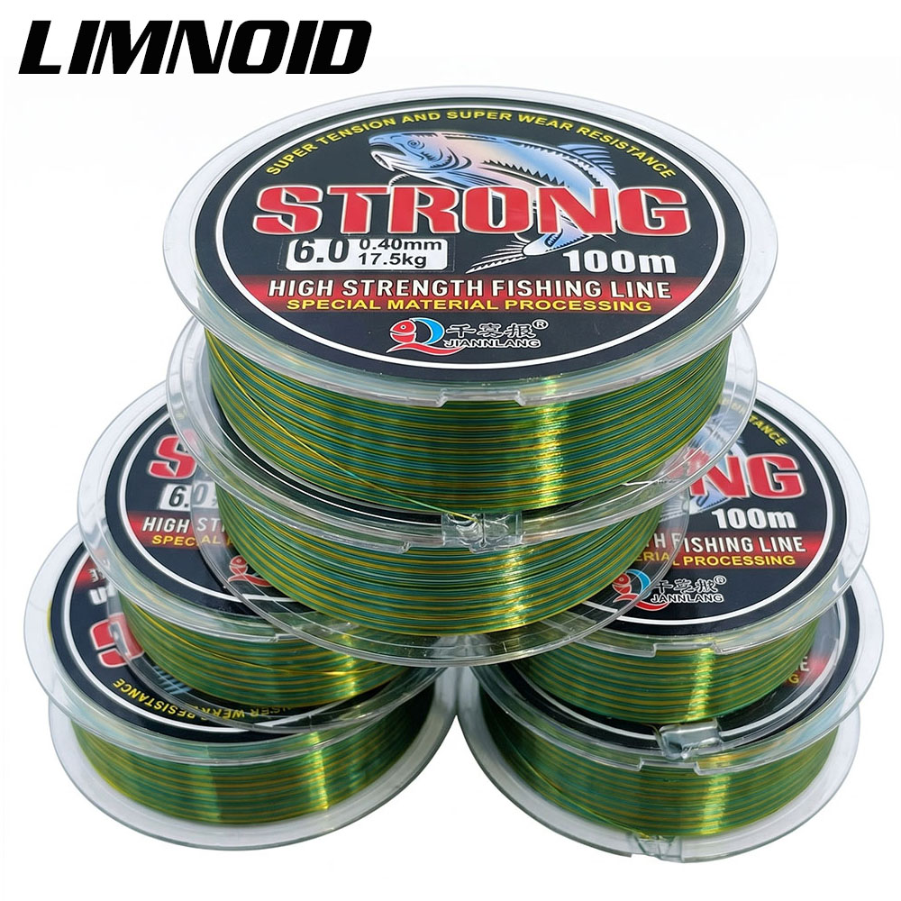 Fluorocarbon Line - Limnoid100M Fluorocarbon-Monofilamentschnur, hohe Spannung, verschleißfest, Camo-Grün,